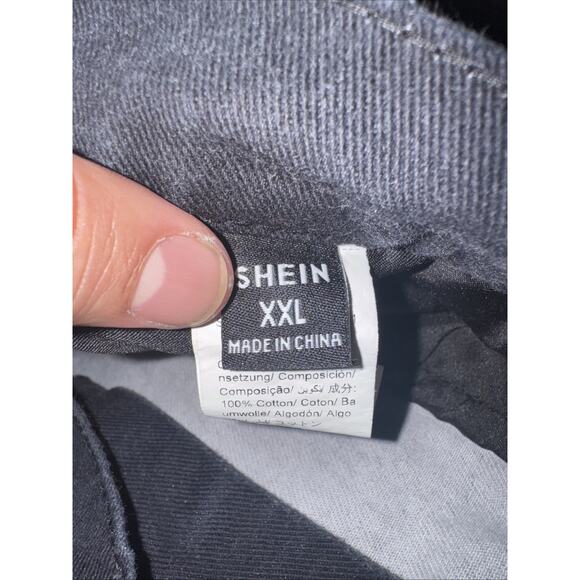 Shein Men’s Baggy Flame Jeans Black Red Bleach Wash 38x32 Streetwear Y2K Punk - Picture 4 of 5